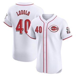 Elite Nick Lodolo Men's Cincinnati Reds Home Patch Jersey - White